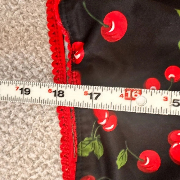 Pin Up Girl! Top Red Cherry Blouse Crop Bustier Retro Whimsical - Picture 10 of 15